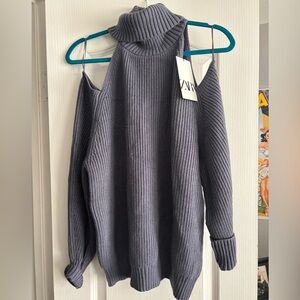 Zara Women's Charcoal Cowl Neck Sweater